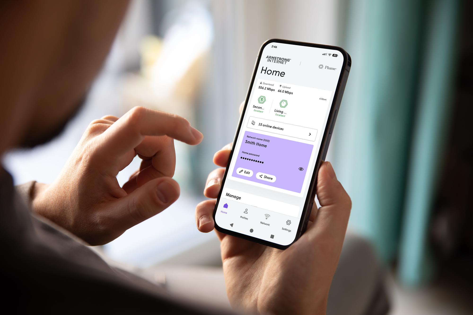 Managing home Wi-Fi from phone
